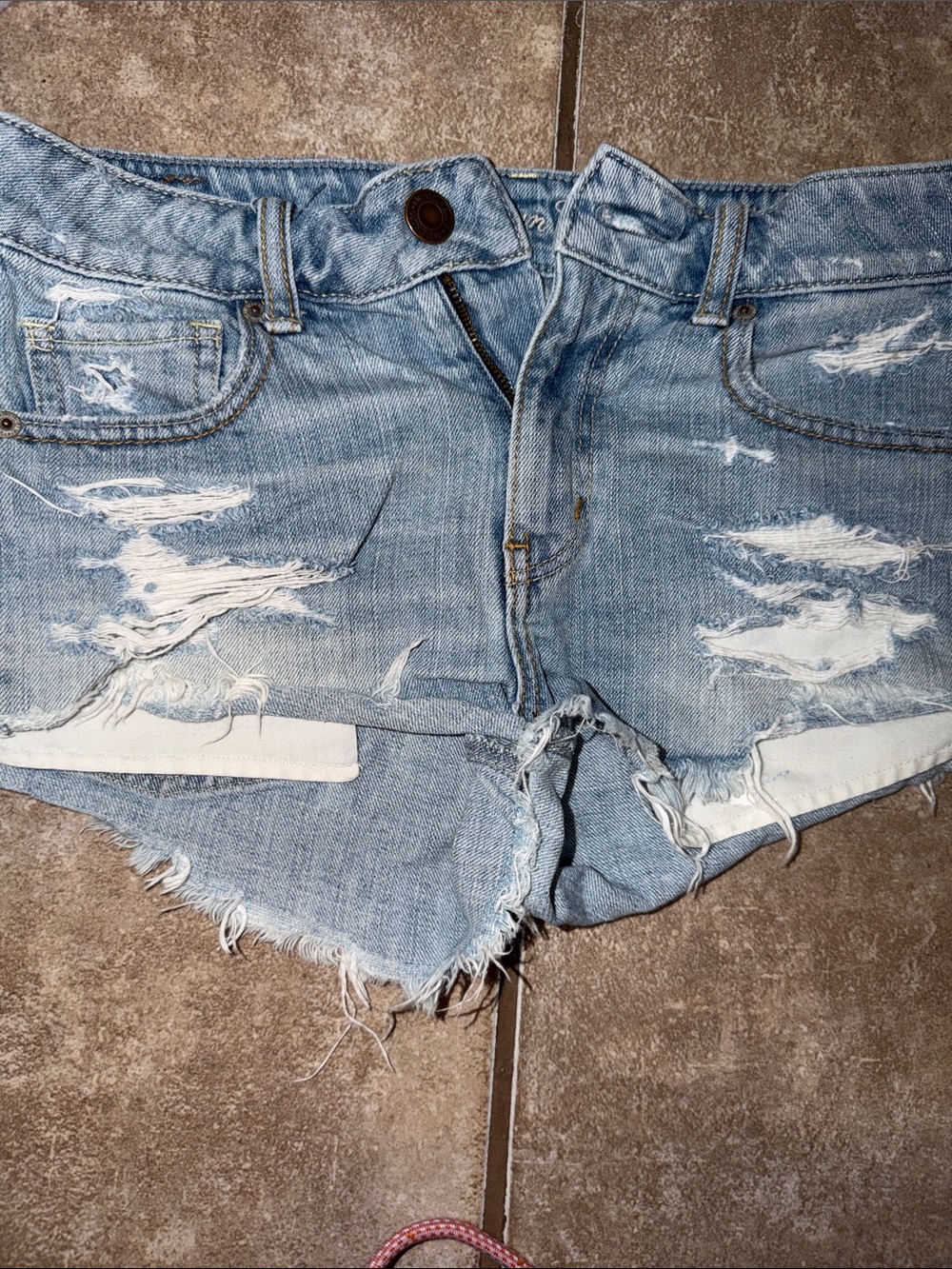 American Eagle Outfitters Light Blue Distressed Denim Cutoff Shorts